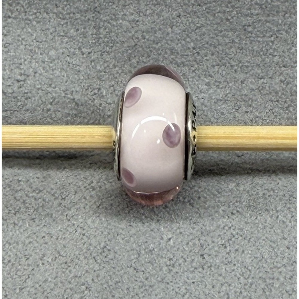 Authentic Pandora Moments Pink Polka Dots Glass Charm/Bead Silver 925 ALE 790618